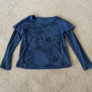 Great Northwest Clothing Company Navy Paisley Y2K Top